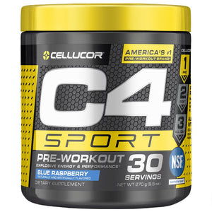 Cellucor C4 Sport Pre Workout Powder Sports Hydration & Energy Drink Supplement With Creatine monohydrate & beta Alanine, Blue Raspberry, 30 Servings