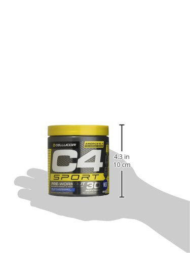Cellucor C4 Sport Pre Workout Powder Sports Hydration & Energy Drink Supplement With Creatine monohydrate & beta Alanine, Blue Raspberry, 30 Servings