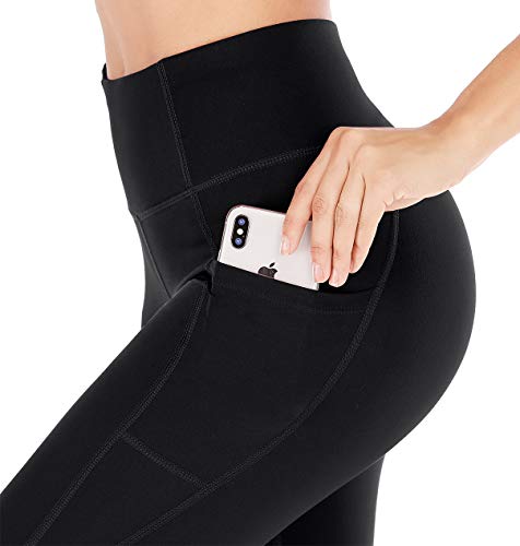Heathyoga Yoga Pants with Pockets for Women Leggings with Pockets for Women No See-Through High Waisted Workout Leggings Black