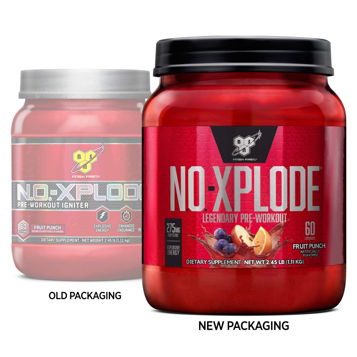 BSN N.O.-XPLODE Pre Workout Supplement with Creatine, Beta-Alanine, and Energy, Flavor: Fruit Punch, 60 Servings (Package may vary)