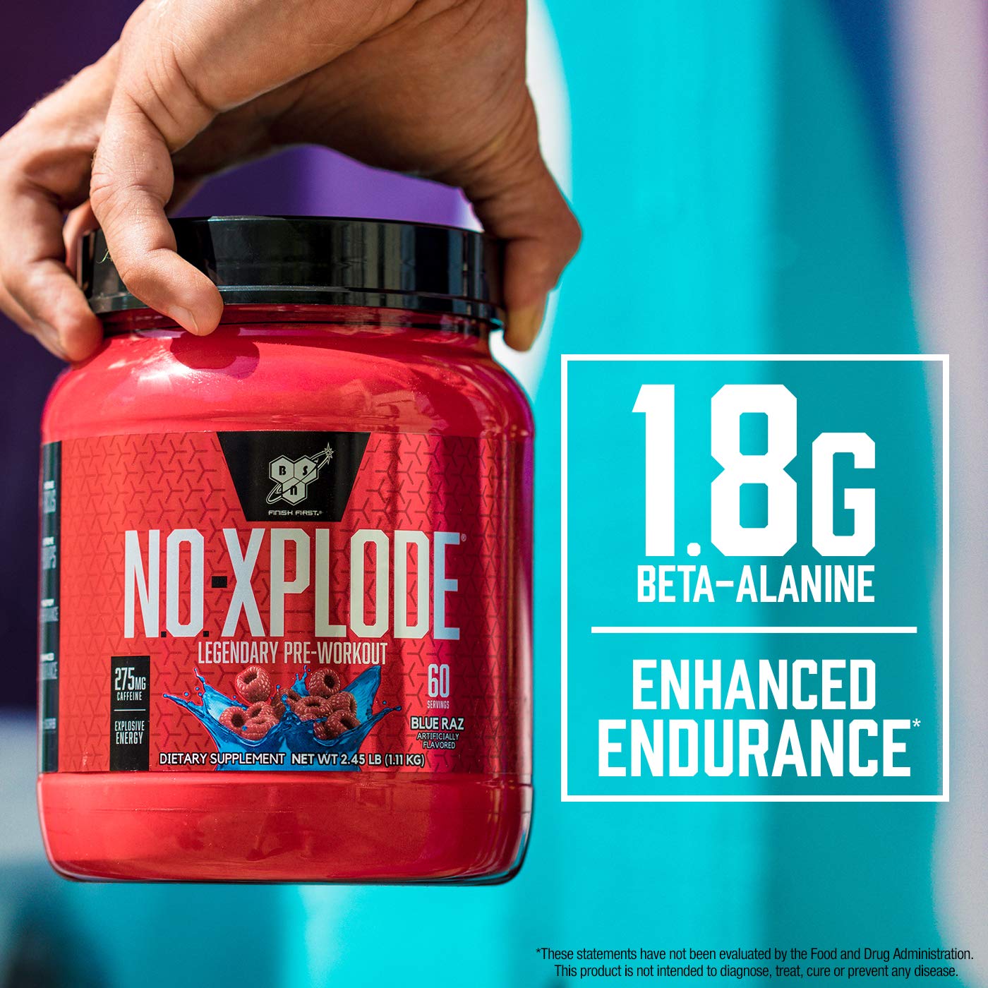 BSN N.O.-XPLODE Pre Workout Supplement with Creatine, Beta-Alanine, and Energy, Flavor: Fruit Punch, 60 Servings (Package may vary)