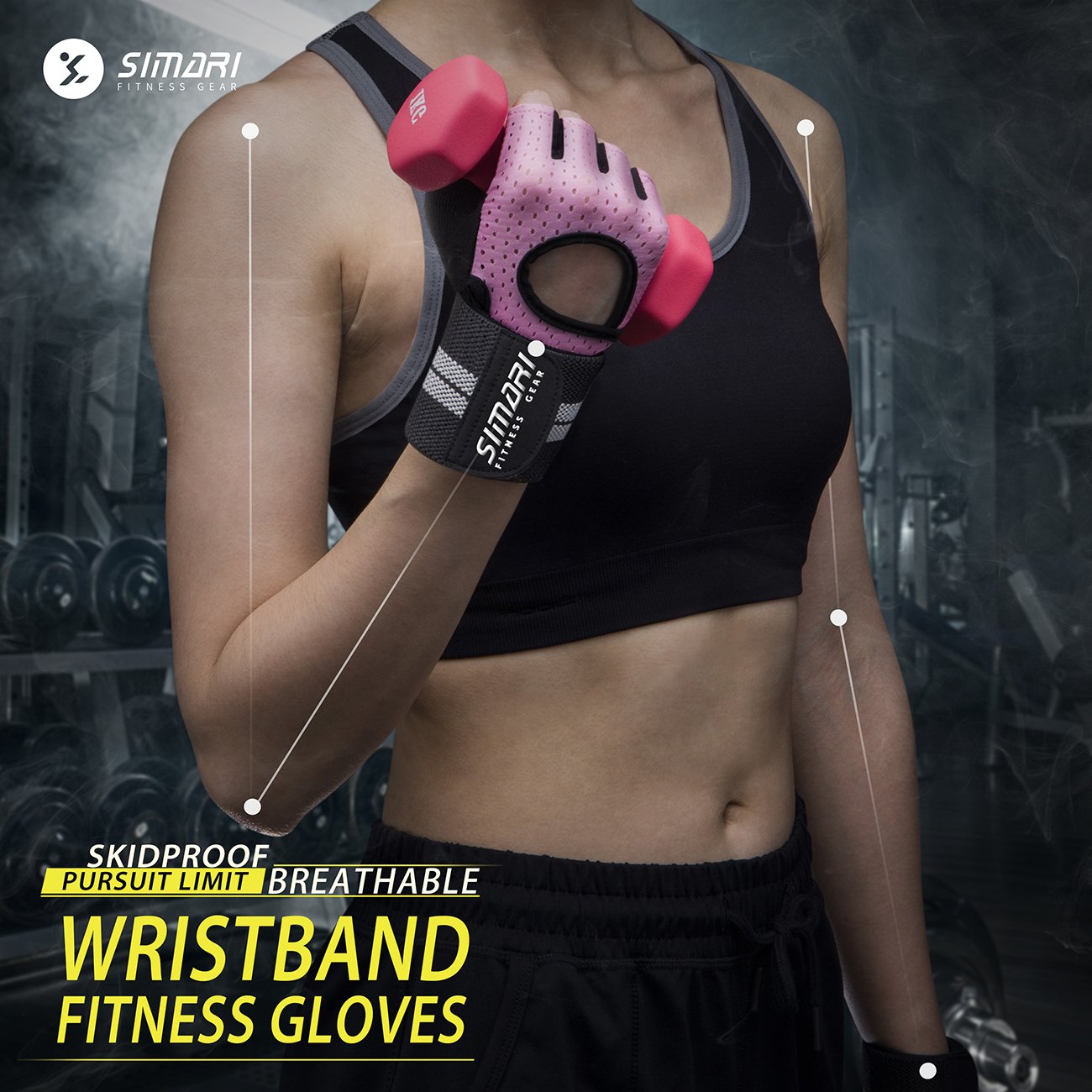 SIMARI Workout Gloves for Women Men,Training Gloves with Wrist Support for Fitness Exercise Weight Lifting Gym Crossfit,Made of Microfiber and Lycra
