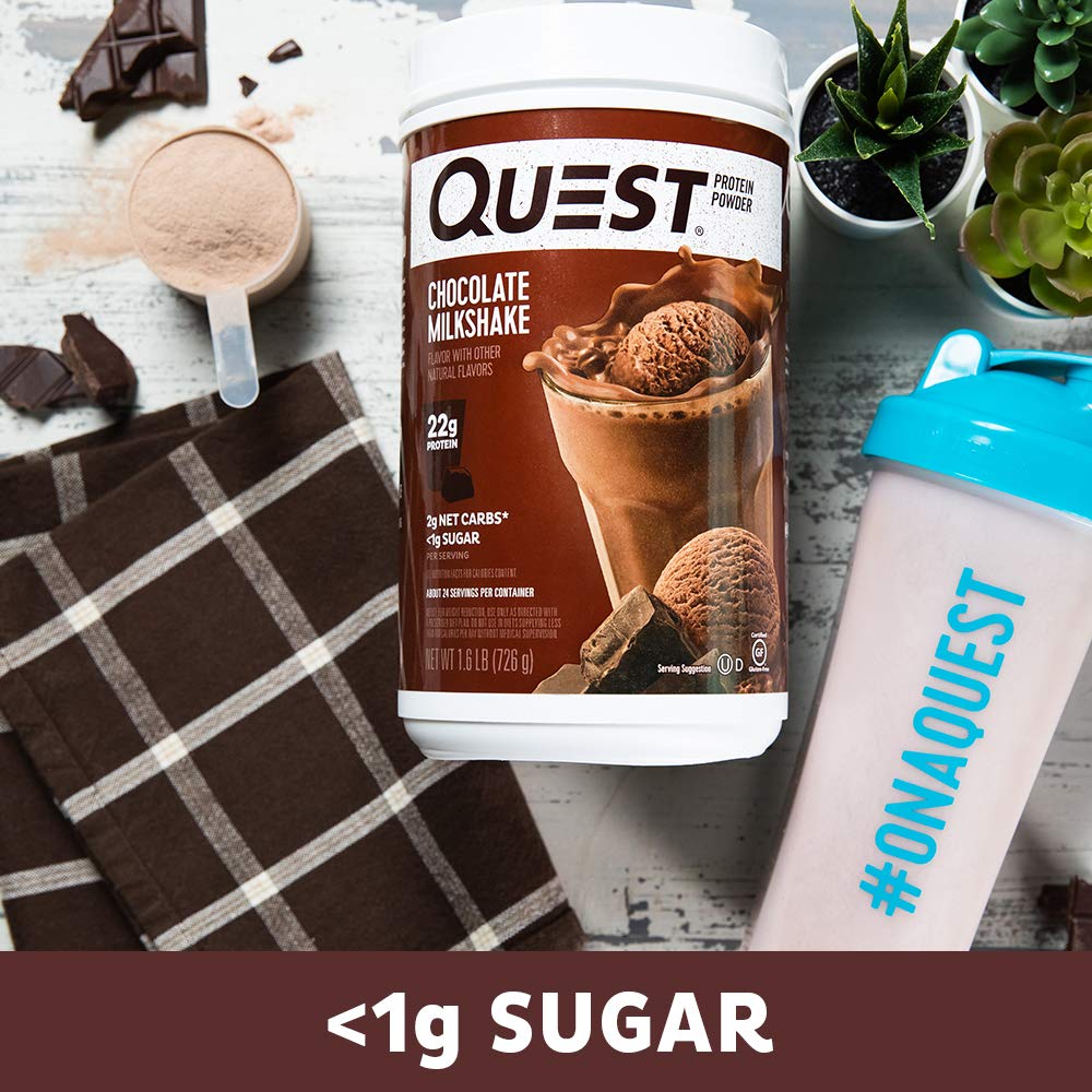 Quest Nutrition Chocolate Milkshake Protein Powder, High Protein, Low Carb, Gluten Free, Soy Free, 1.6 Pound