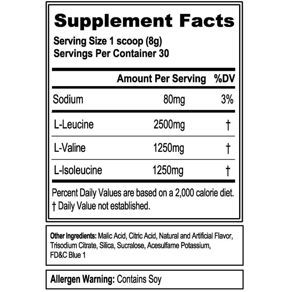 Evlution Nutrition BCAA5000 Powder 5 Grams of Premium BCAAs (30 Servings, Blue Raz)