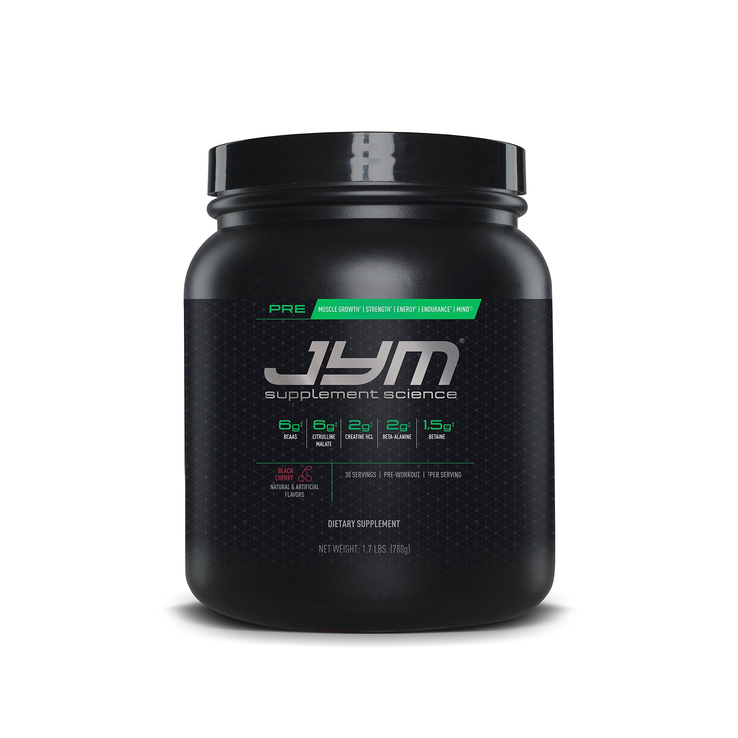 Pre JYM Pre Workout Powder - BCAAs, Creatine HCI, Citrulline Malate, Beta-Alanine, Betaine, and More | JYM Supplement Science | Black Cherry Flavor, 30 Servings
