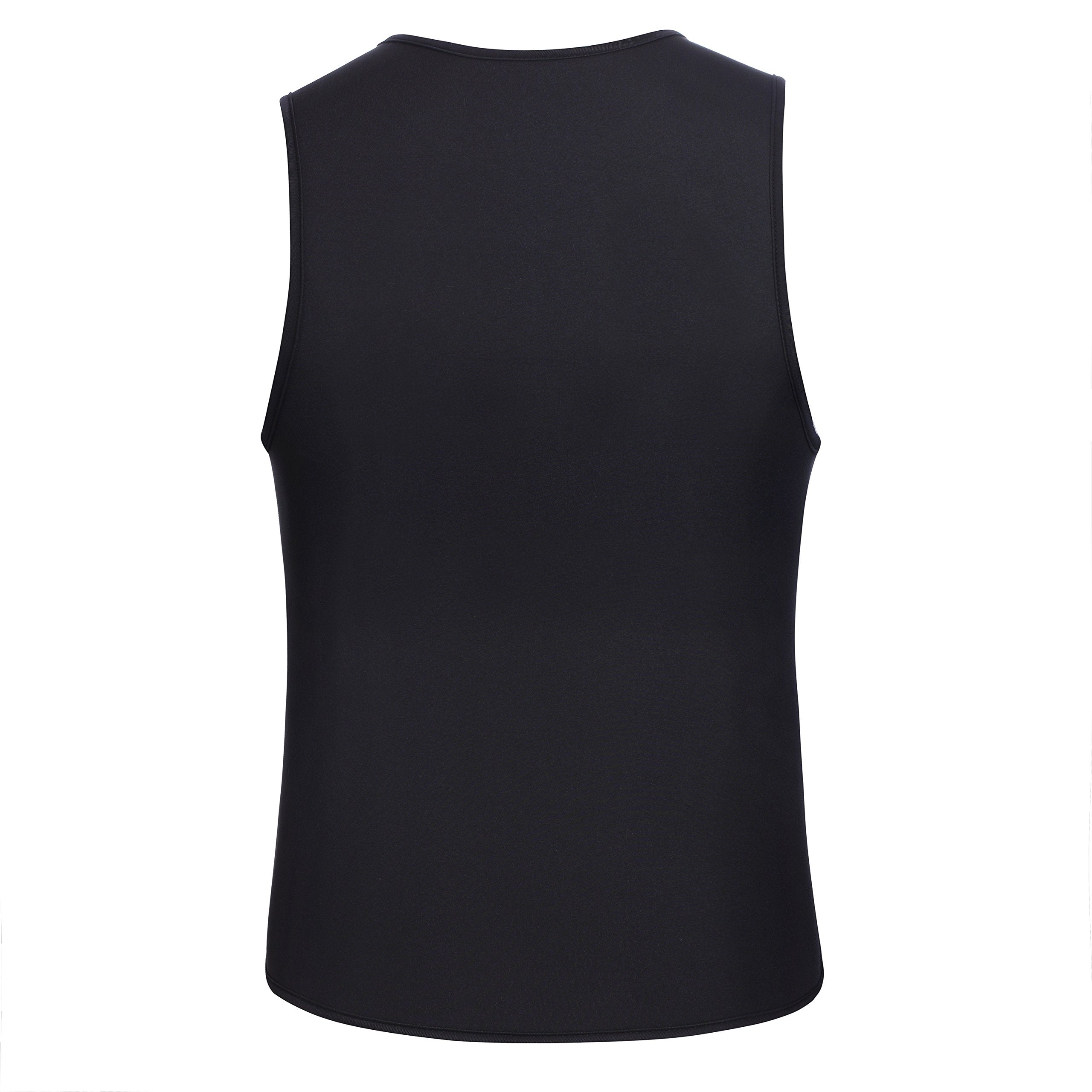 Men Waist Trainer Vest for Weightloss Hot Neoprene Corset Body Shaper Zipper Sauna Tank Top Workout Shirt (L, Black Neoprene Slimming Vest)