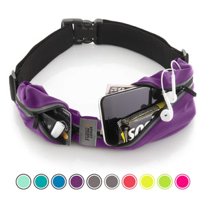 Running Belt USA Patented. Fanny Pack for Hands-Free Workout. iPhone X 6 7 8 Plus Buddy Pouch for Runners. Freerunning Reflective Waist Pack Phone Holder. Men Women Kids Gear Accessories (Purple)