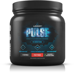 Legion Pulse Pre Workout Supplement - All Natural Nitric Oxide Preworkout Drink to Boost Energy & Endurance. Creatine Free, Naturally Sweetened & Flavored, Safe & Healthy. Fruit Punch, 21 Servings
