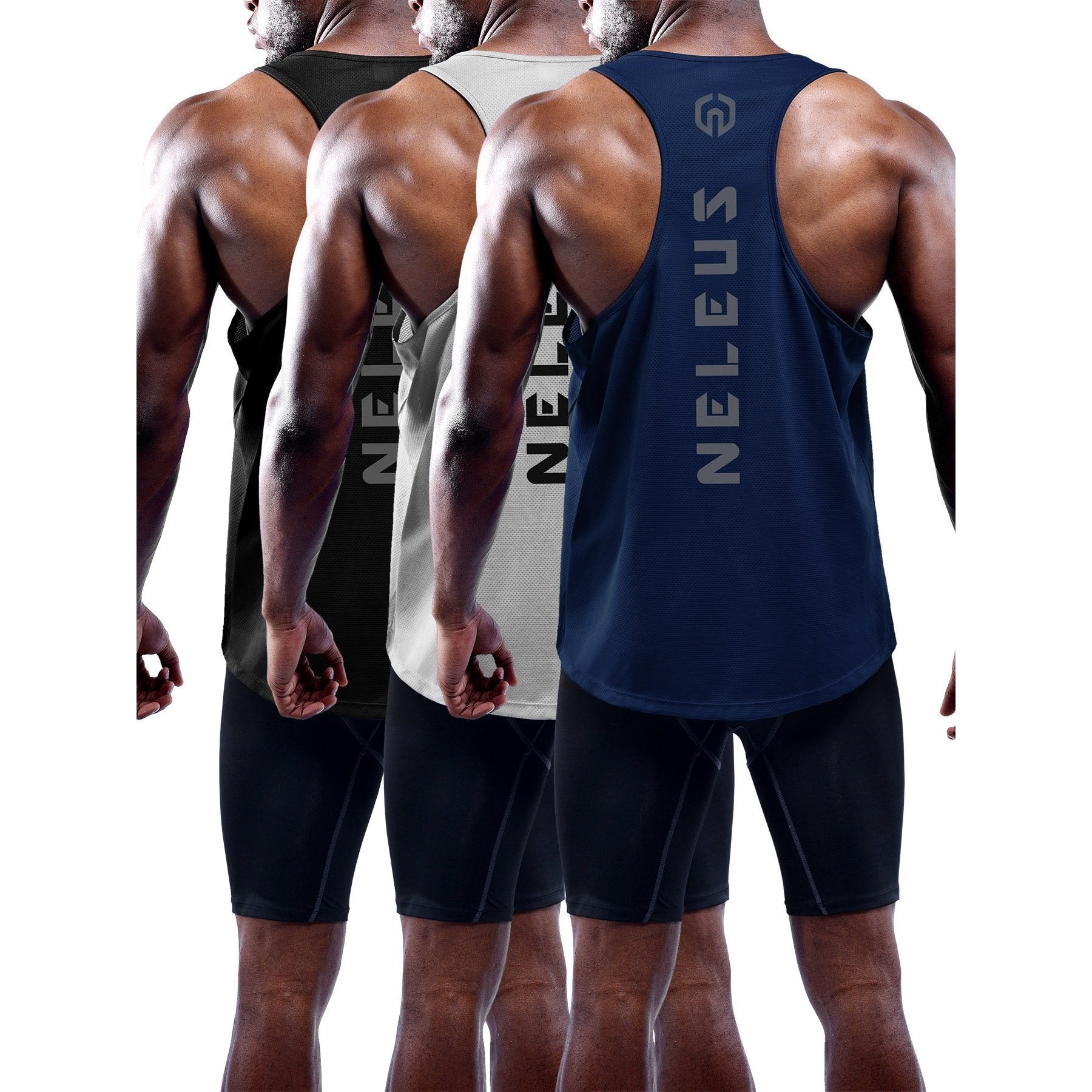 Neleus Men's 3 Pack Dry Fit Muscle Tank Workout Gym Shirt