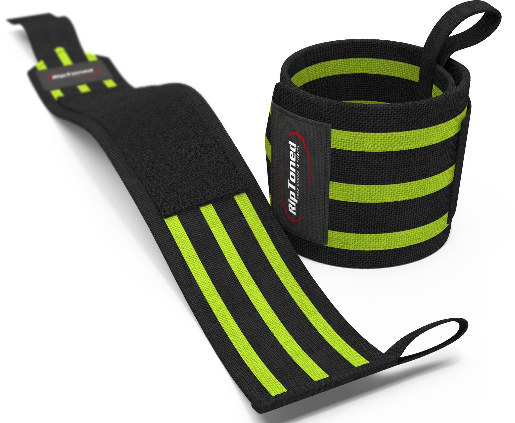 Rip Toned Wrist Wraps 18" Professional Grade with Thumb Loops - Wrist Support Braces for Men & Women - Weight Lifting, Crossfit, Powerlifting, Strength Training - Bonus Ebook (Green Stiff)