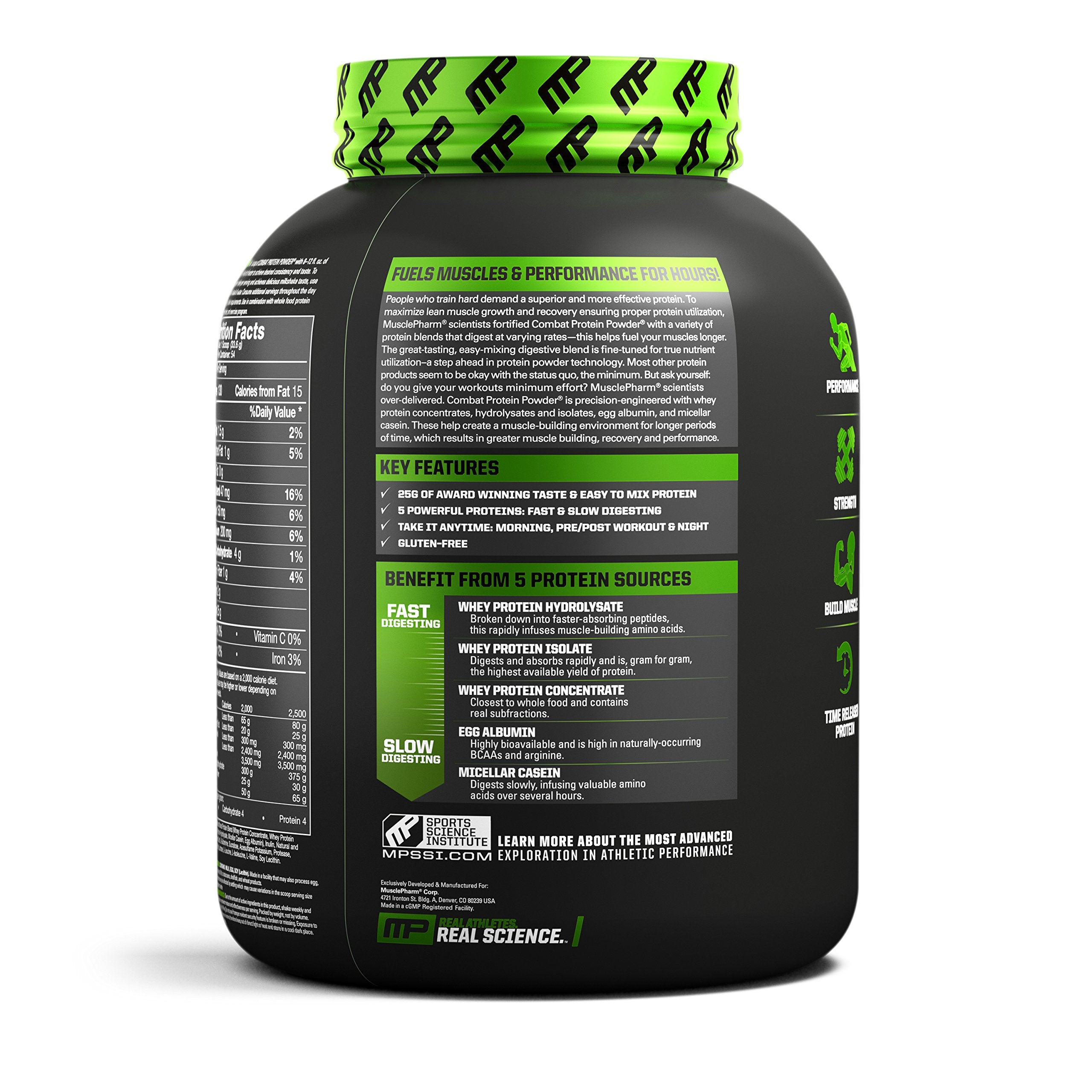 MusclePharm Combat Protein Powder, Essential Whey Protein Powder, Isolate Whey Protein, Casein and Egg Protein with BCAAs and Glutamine for Recovery, Vanilla, 4-Pound, 54 Servings