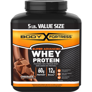Body Fortress Super Advanced Whey Protein Powder, Gluten Free, Chocolate, 5 lbs