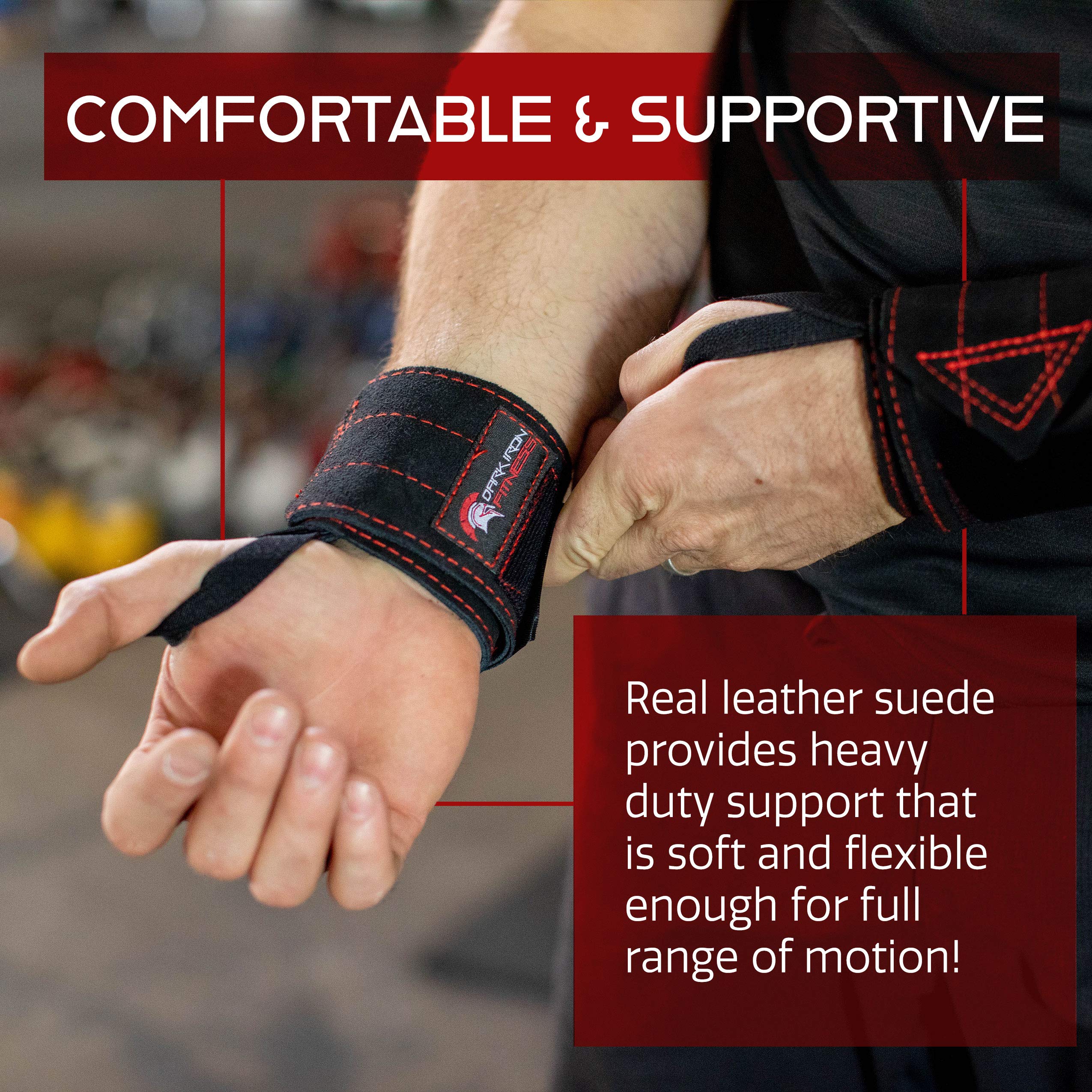 Dark Iron Fitness Leather Weight Lifting Wrist Wraps - Brace for Lifting
